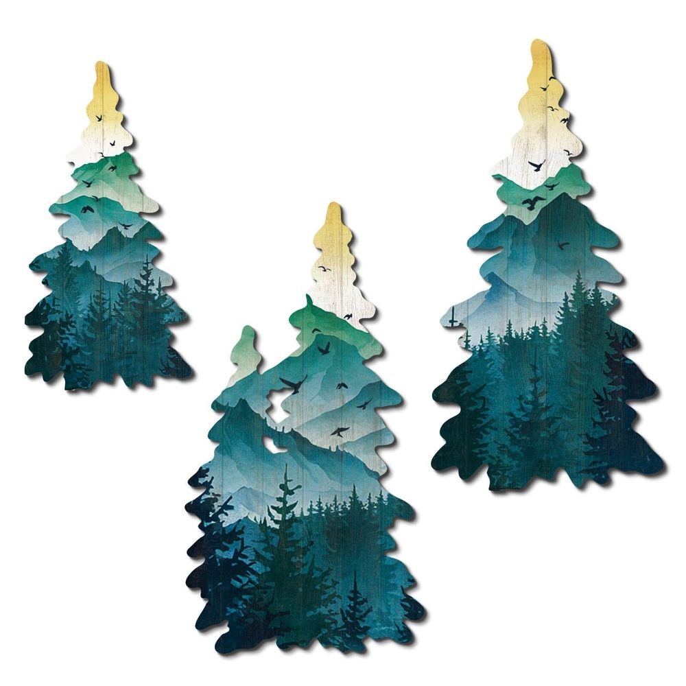 3pcs Pine Tree Decor Woodland Wall Art Tree Pictures Wall Decor Winter Wall🐹